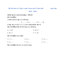 ĐỀ THI HỌC KÌ 1 lớp 1 môn Toán | Đề 6 | Chân trời sáng tạo