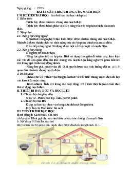 Giáo án Công nghệ 8 Bài 12: Cấu trúc chung của mạch điện | Cánh diều