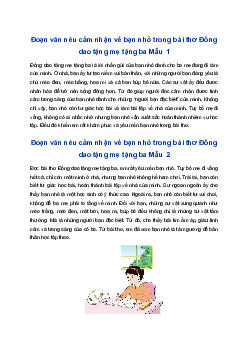 Viết đoạn văn nêu cảm nhận về bạn nhỏ trong bài thơ Đồng dao tặng mẹ tặng ba | Tập làm văn 4