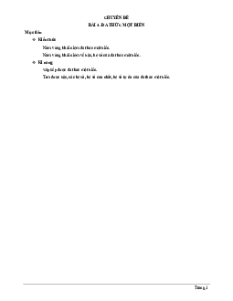 Chuyên đề đa thức một biến