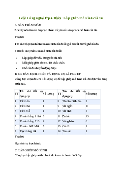 Giải Công nghệ lớp 4 Bài 9: Lắp ghép mô hình cái đu | Cánh diều