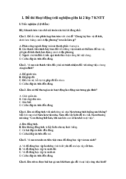 Đề thi giữa kì 2 Hoạt động trải nghiệm 7 Cánh diều năm 2024
