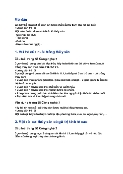 Giải SGK Công nghệ 7 Bài 11: Giới thiệu chung về nuôi trồng thủy sản| Cánh diều