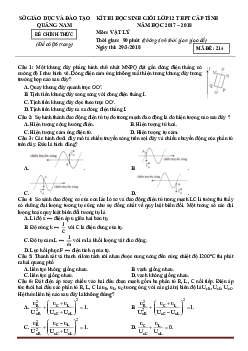 Đề thi học sinh giỏi Vật Lý 12 Quảng Nam 2017-2018 (có đáp án)