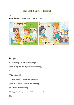 Giải Tiếng Anh lớp 3 Unit 16: Lesson 1 | Global Success