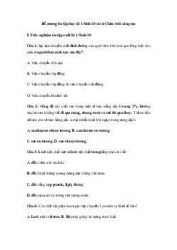 Đề cương ôn tập học kì 1 môn Sinh học 10 Chân trời sáng tạo