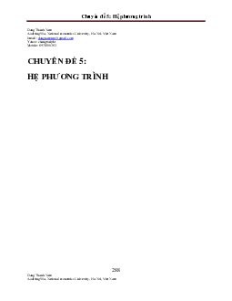 Hệ phương trình – Đặng Thành Nam