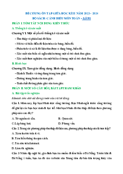 Đề cương ôn tập giữa học kì 2 môn Toán 8 sách Cánh diều