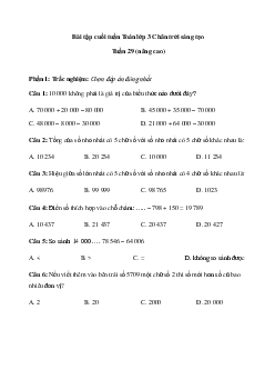 Phiếu bài tập cuối tuần Toán lớp 3 Chân trời - Tuần 29 (nâng cao)