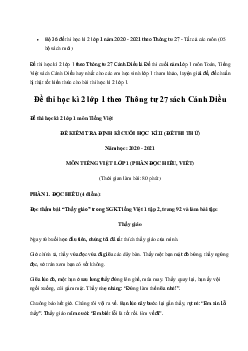 Đề thi học kì 2 lớp 1 theo Thông tư 27 Cánh Diều