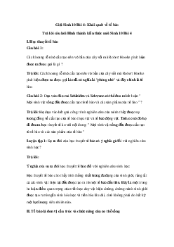 Sinh học 10 Bài 4: Khái quát về tế bào sách Chân Trời Sáng Tạo