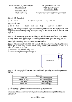 Đề cuối kỳ 1 Toán 6 năm 2022 – 2023 phòng GD&ĐT Củ Chi – TP HCM