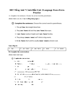 SBT Tiếng Anh 7 Explore English Cánh Diều Unit 2 Language Focus Extra Practice