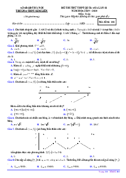 Đề thi thử Toán THPT Quốc gia 2020 lần 1 trường THPT Kim Liên – Hà Nội