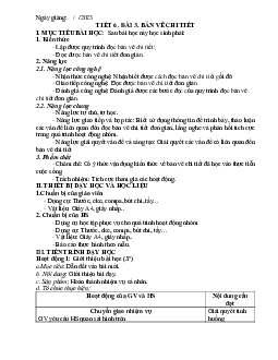 Giáo án Công nghệ 8 Tiết 6 bài 3: Bài vẽ chi tiết | Kết nối tri thức