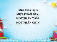 Giáo án điện tử Toán 3 Chương 1 Cánh diều: Một phần bảy. Một phần tám. Một phần chín