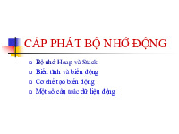 Bài giảng về Cấp phát bộ nhớ động môn Cấu trúc dữ liệu và Giải thuật | Đại học Quốc gia Hà Nội