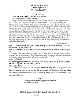 Đề thi cuối HK2 Văn 6 năm 2021-2022 (có đáp án)