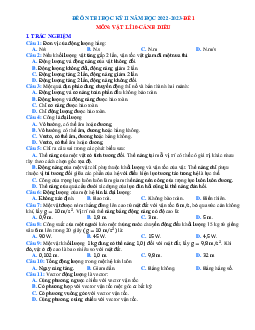 Bộ đề kiểm tra học kỳ 2 Lý 10 Cánh diều có đáp án