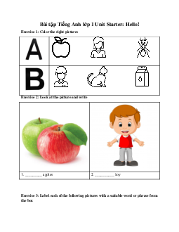 Bài tập Tiếng Anh lớp 1 Unit Starter: Hello! | Family & Friends
