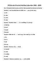 Đề thi tuyển sinh vào 10 môn Tiếng Anh GD&ĐT Bạc Liêu năm 2024 - 2025