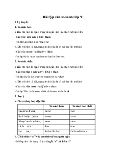 Bài tập câu so sánh lớp 9