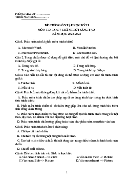 Đề cương ôn tập học kì 2 môn Tin học 7 sách Chân trời sáng tạo