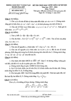 Đề học sinh giỏi huyện Toán 8 năm 2023 – 2024 phòng GD&ĐT Nga Sơn – Thanh Hóa