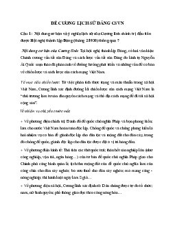 Đề cương môn Lịch sử Đảng cộng sản Việt Nam | Đại học Khoa học và Công nghệ Hà Nội
