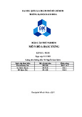 Báo cáo thí nghiệm môn hóa đại cương | Trường Đại học Bách khoa thành phố Hồ Chí Minh