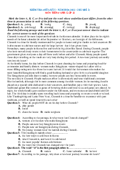 Đề kiểm tra số 2 giữa học kỳ 1 tiếng anh 12 năm 2022-2023 (có đáp án)