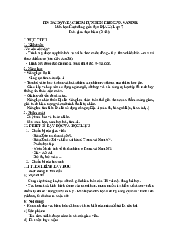 Giáo án Địa Lí 7 Bài 17: Đặc điểm tự nhiên Trung và Nam Mỹ | Cánh diều
