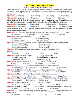 Đề kiểm tra học kỳ 1 Tiếng Anh 11 friends global -Đề 3