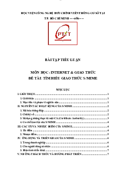 Bài tiểu luận môn Internet và Giao thức đề tài "Tìm hiểu giao thức S/MIME" | Học viện Công nghệ Bưu chính Viễn thông