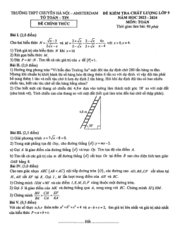 Đề kiểm tra Toán 9 năm 2023 – 2024 trường THPT chuyên Hà Nội – Amsterdam