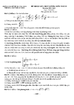 Đề khảo sát chất lượng Toán 9 năm 2021 – 2022 trường THCS Dịch Vọng – Hà Nội