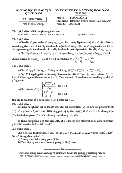 Đề thi Olympic 24/3 Toán 11 năm 2021 sở GD&ĐT Quảng Nam