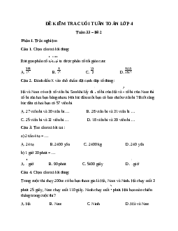 Bài tập cuối tuần Toán lớp 4 Kết nối tri thức - Tuần 33 (Cơ bản)