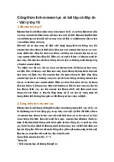 Công thức tính momen lực và bài tập có đáp án - Vật lý lớp 10