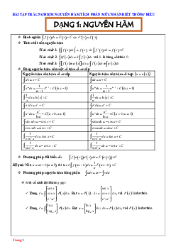 150 Trắc nghiệm Nguyên Hàm Tích Phân Ứng Dụng Mức Thông Hiểu