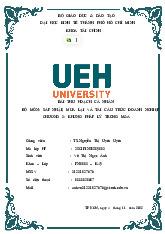 Bài thu hoạch cá nhân Chương 3 Khung pháp lý M&A môn Sáp nhập, mua lại và tái cấu trúc doanh nghiệp  | Trường Đại học Kinh tế Thành phố Hồ Chí Minh