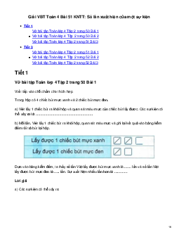 Vở bài tập Toán lớp 4 Bài 51: Số lần xuất hiện của một sự kiện Kết nối tri thức