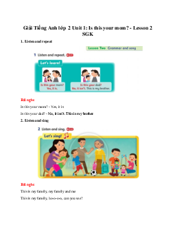 Unit 1: Is this your mom? - Lesson 2 SGK | Tiếng anh 2 Family and Friends