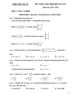 Đề cương giữa HK2 Toán 11 năm 2021 – 2022 trường THPT Chu Văn An – Hà Nội