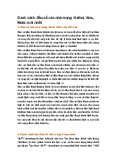 Danh sách đầu số các nhà mạng Viettel, Vina, Mobi mới nhất