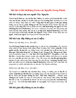 Mở bài và kết bài Rừng Xà nu của Nguyễn Trung Thành hay nhất | Văn mẫu 12