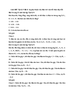 Giải SBT Lý 9 bài 8 Sự phụ thuộc của điện trở vào tiết diện dây dẫn