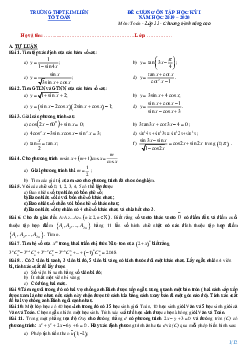 Đề cương ôn tập học kì 1 Toán 11 năm 2019 – 2020 trường Kim Liên – Hà Nội