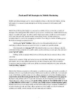 Push and Pull Strategies in Mobile Marketing