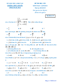 Đề thi HK1 Toán 10 CB năm 2018 – 2019 trường chuyên Thoại Ngọc Hầu – An Giang